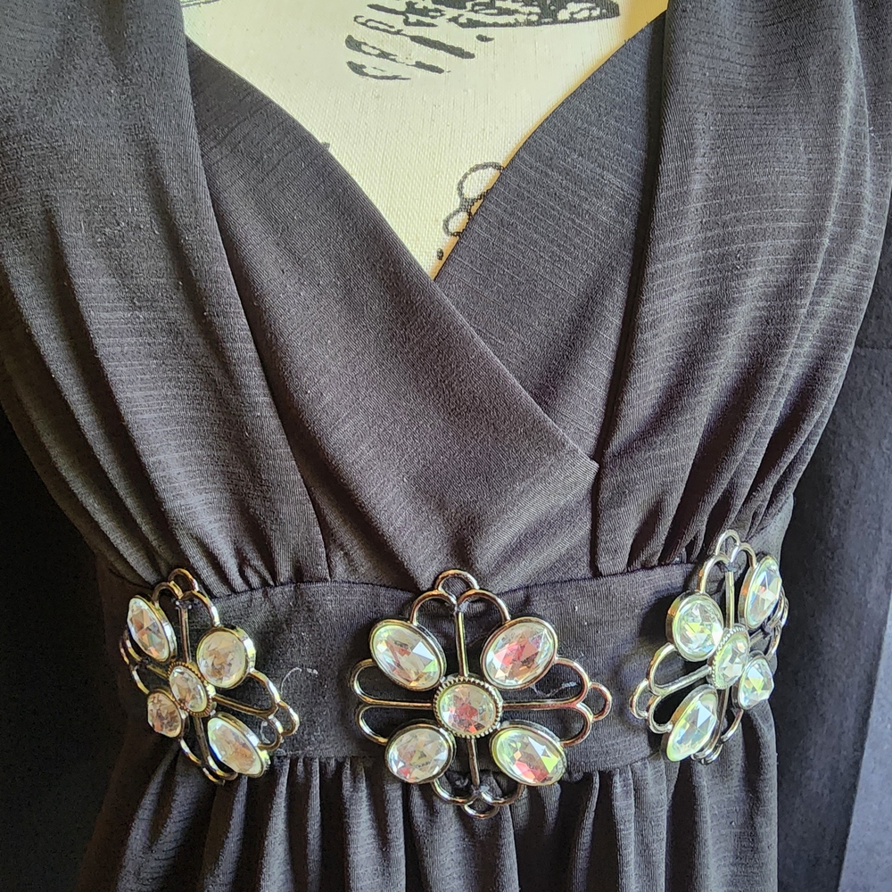 🔴Candie's Black Embellished Pleated Tunic Top XL - Picture 3 of 6
